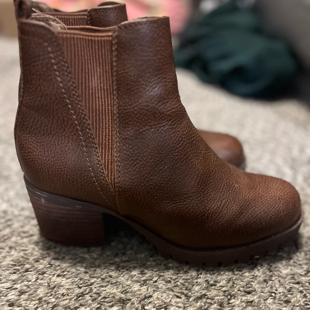 Brown heeled booties